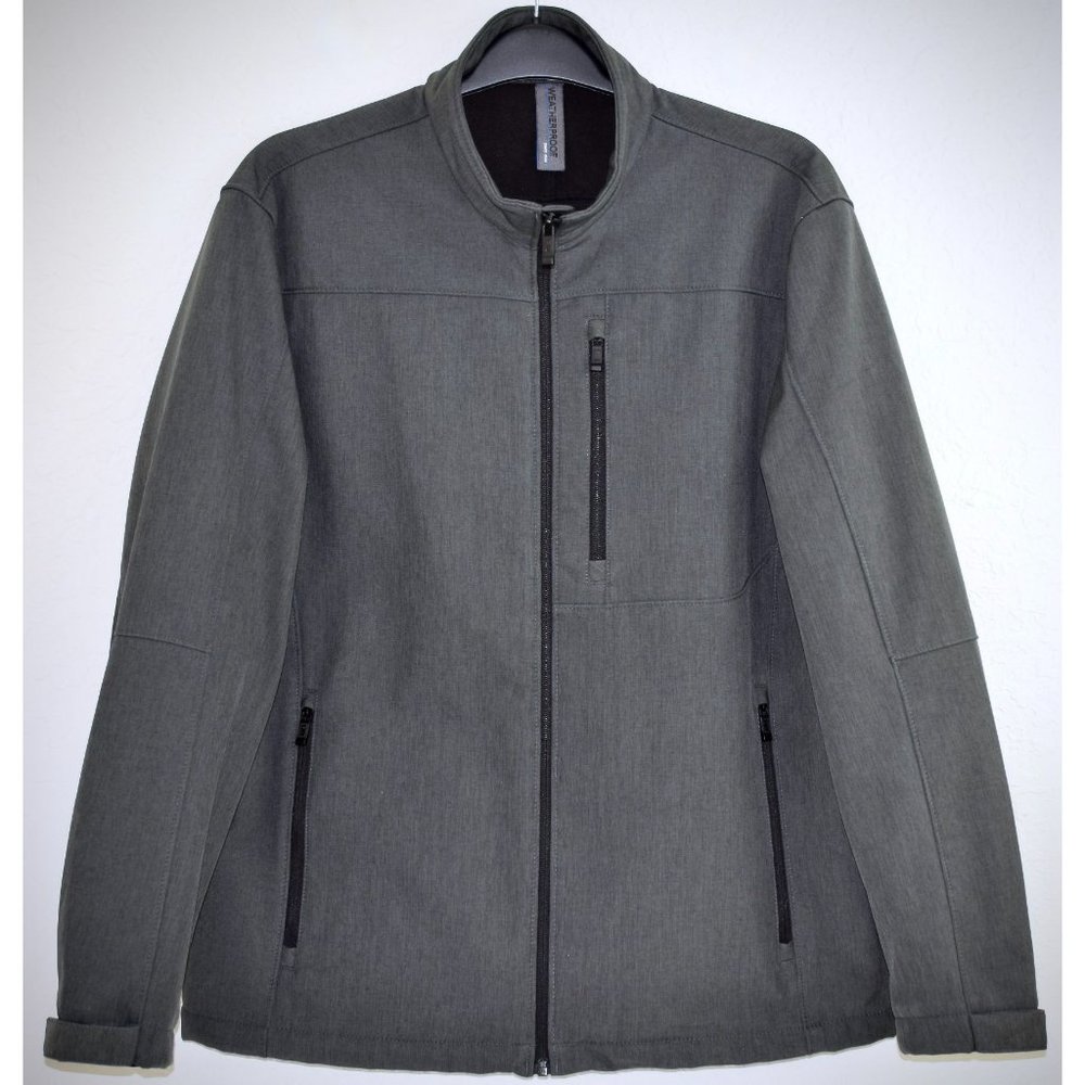 Weatherproof Mens Sherpa Lined Softshell Jacket L Gray Transitional Hook Loop
